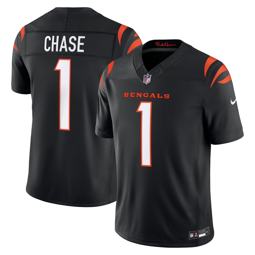 Cincinnati Bengals Ja'Marr Chase Nike Black Team Vapor F.U.S.E. Stitched Limited Jersey