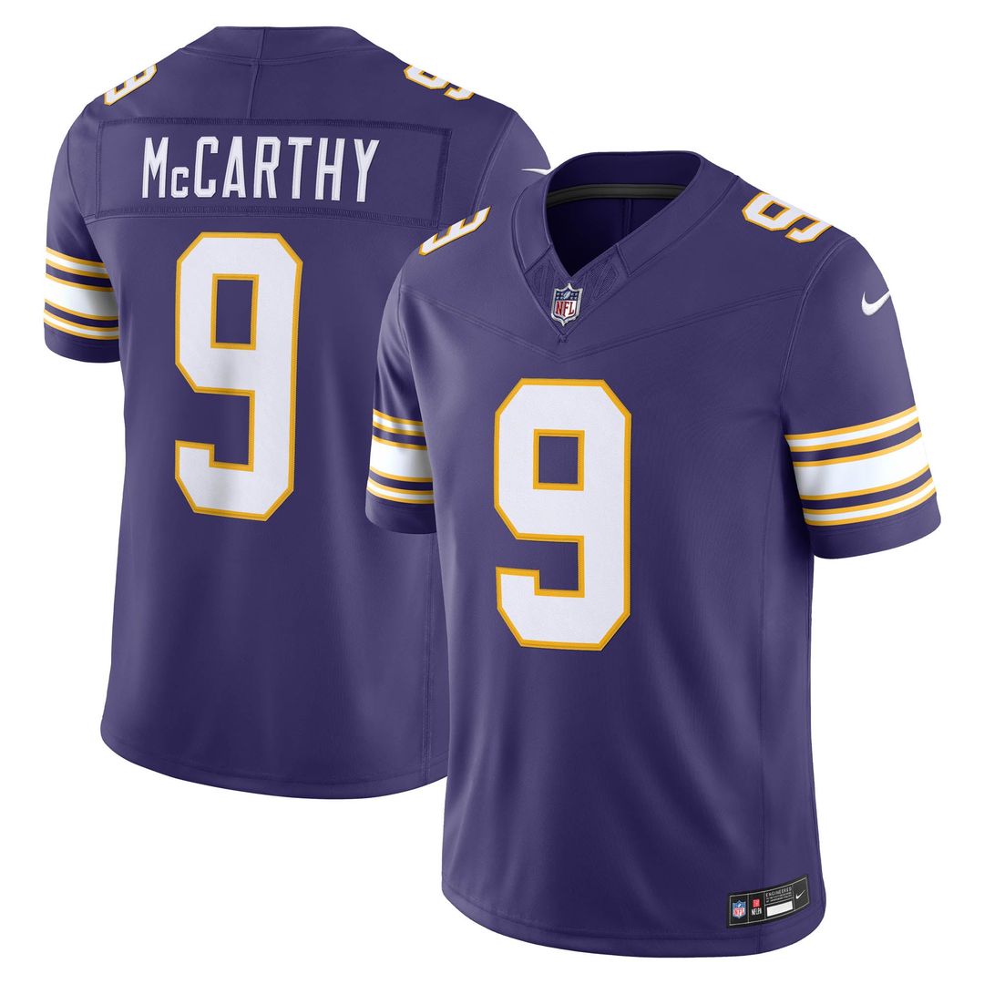 Minnesota Vikings J.J. McCarthy Nike Purple Alternate Classic Vapor F.U.S.E. Stitched Limited Jersey