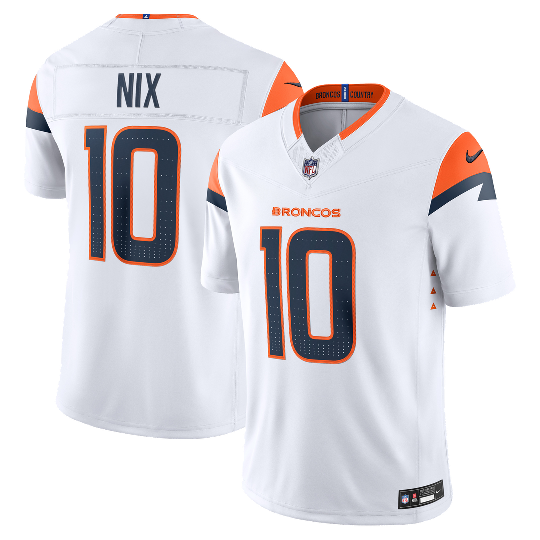 Denver Broncos Bo Nix Nike White Vapor F.U.S.E. Stitched Limited Jersey