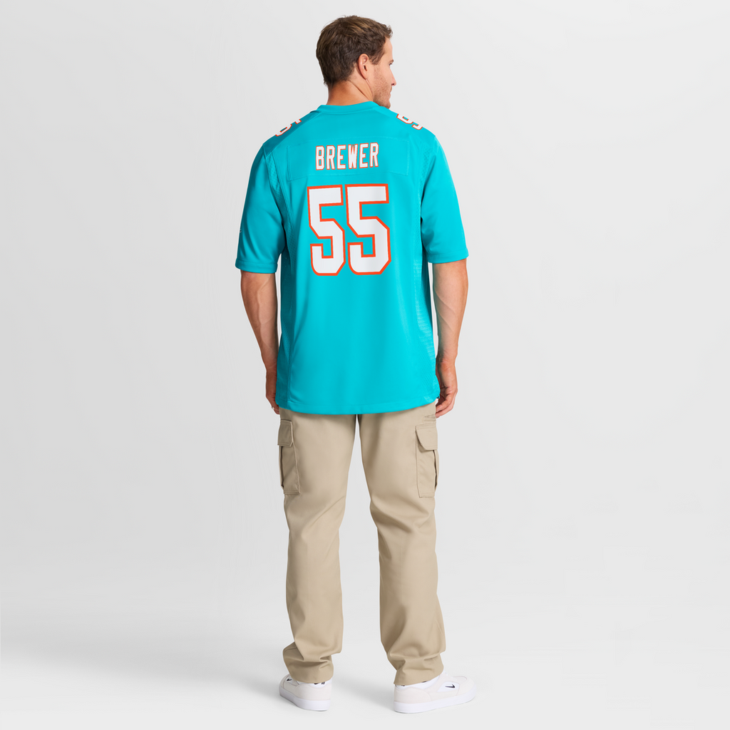 Miami Dolphins Aaron Brewer Nike Aqua Game Jersey