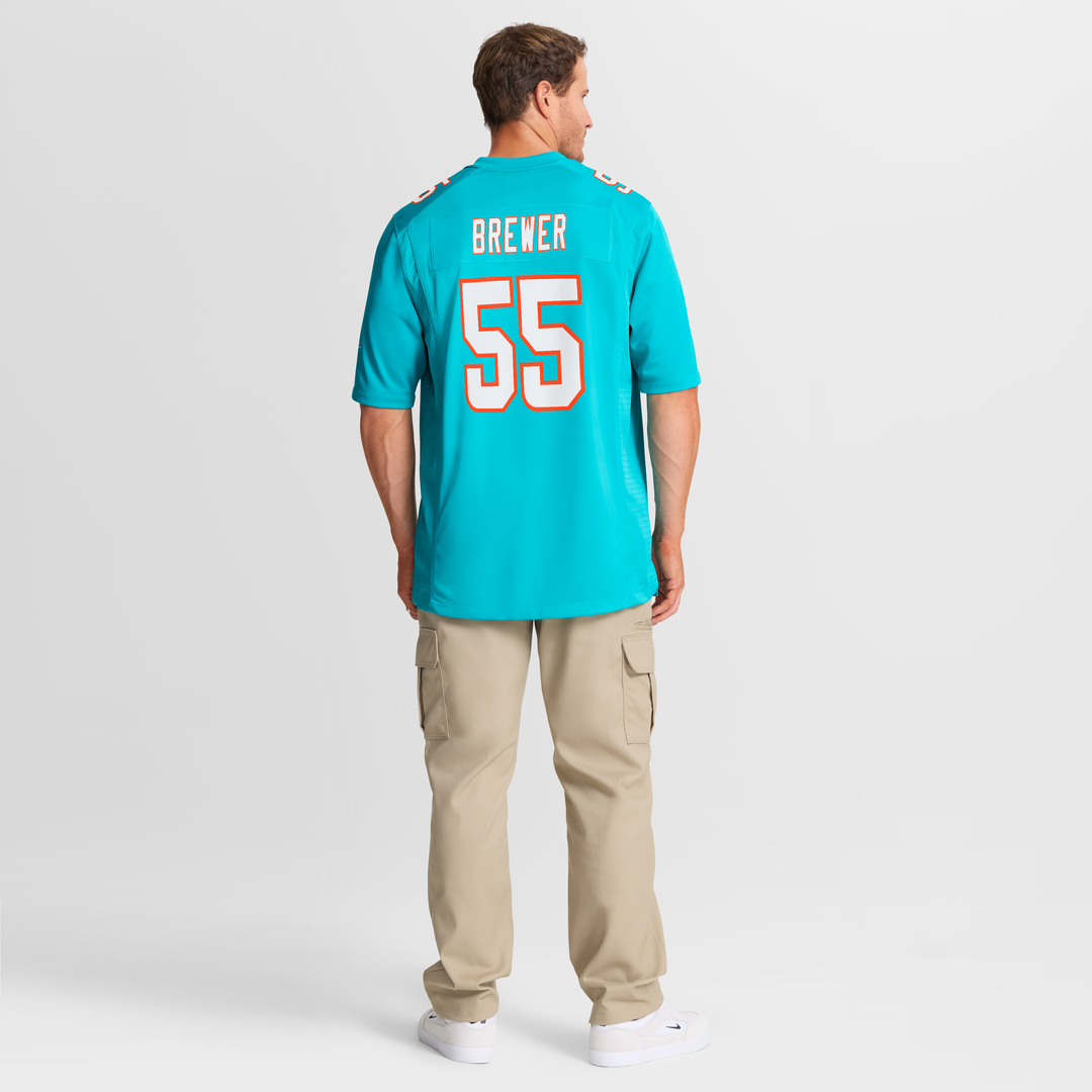 Miami Dolphins Aaron Brewer Nike Aqua Game Jersey