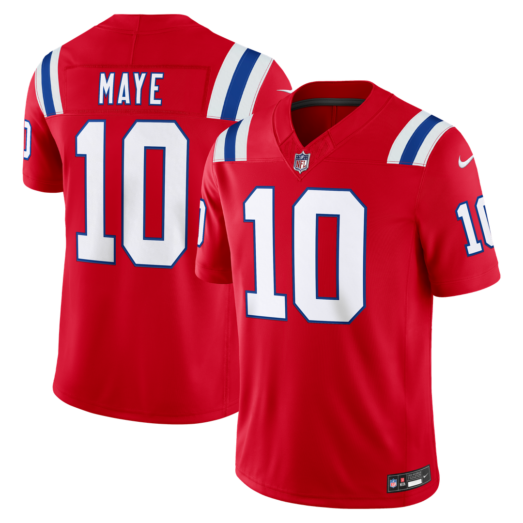New England Patriots Drake Maye Nike White Vapor F.U.S.E. Stitched Limited Jersey