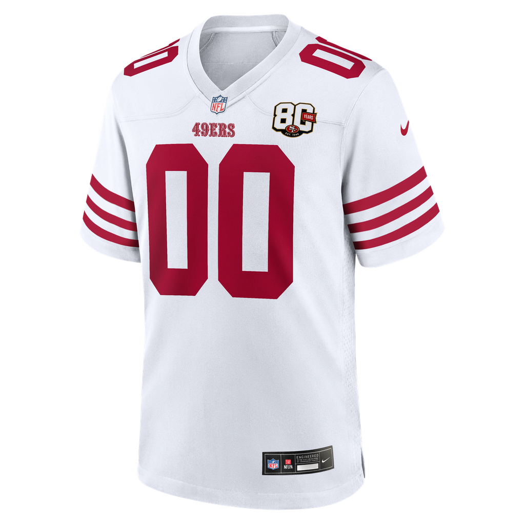 San Francisco 49ers Nike White 80th Anniversary Custom Game Jersey