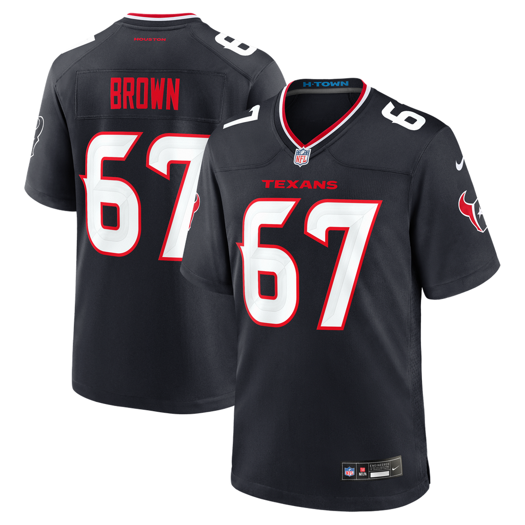 Houston Texans Evan Brown Nike Navy Team Game Jersey