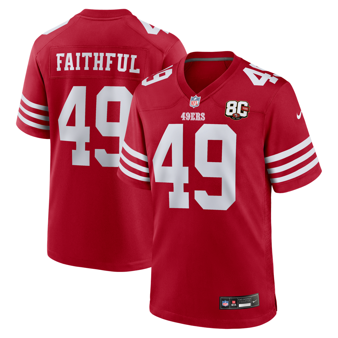 San Francisco 49ers The Faithful Nike White 80th Anniversary Game Jersey