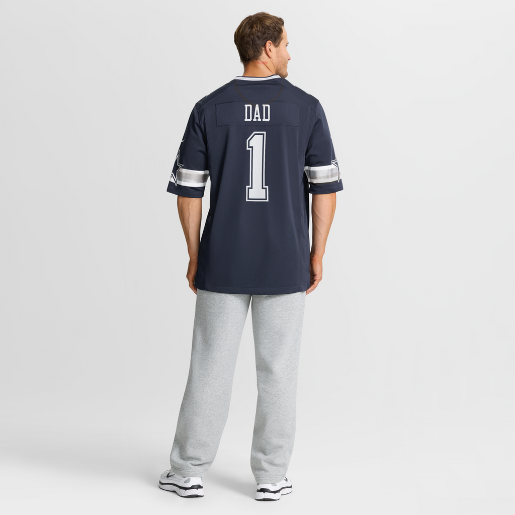 Dallas Cowboys Number 1 Dad Nike Navy Game Jersey