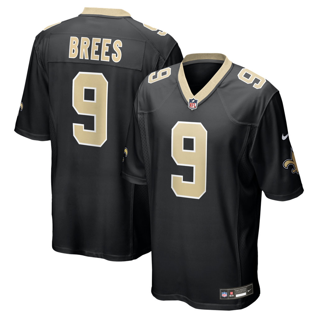 New Orleans Saints Drew Brees Nike Black Team Game Jersey