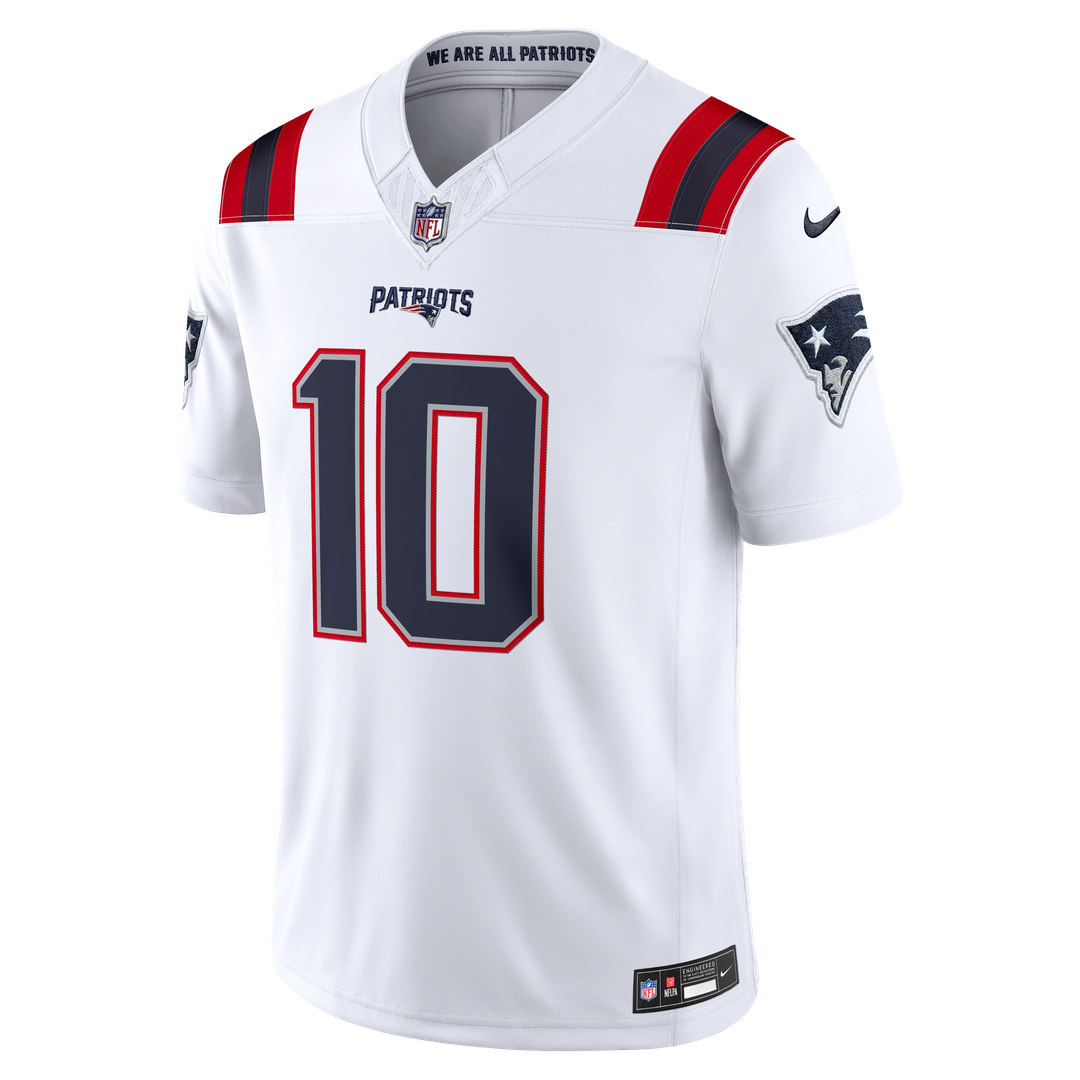 New England Patriots Drake Maye Nike Red Alternate Vapor F.U.S.E. Stitched Limited Jersey