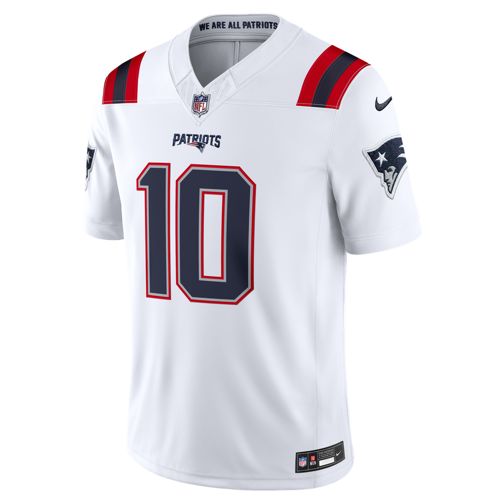 New England Patriots Drake Maye Nike White Vapor F.U.S.E. Stitched Limited Jersey