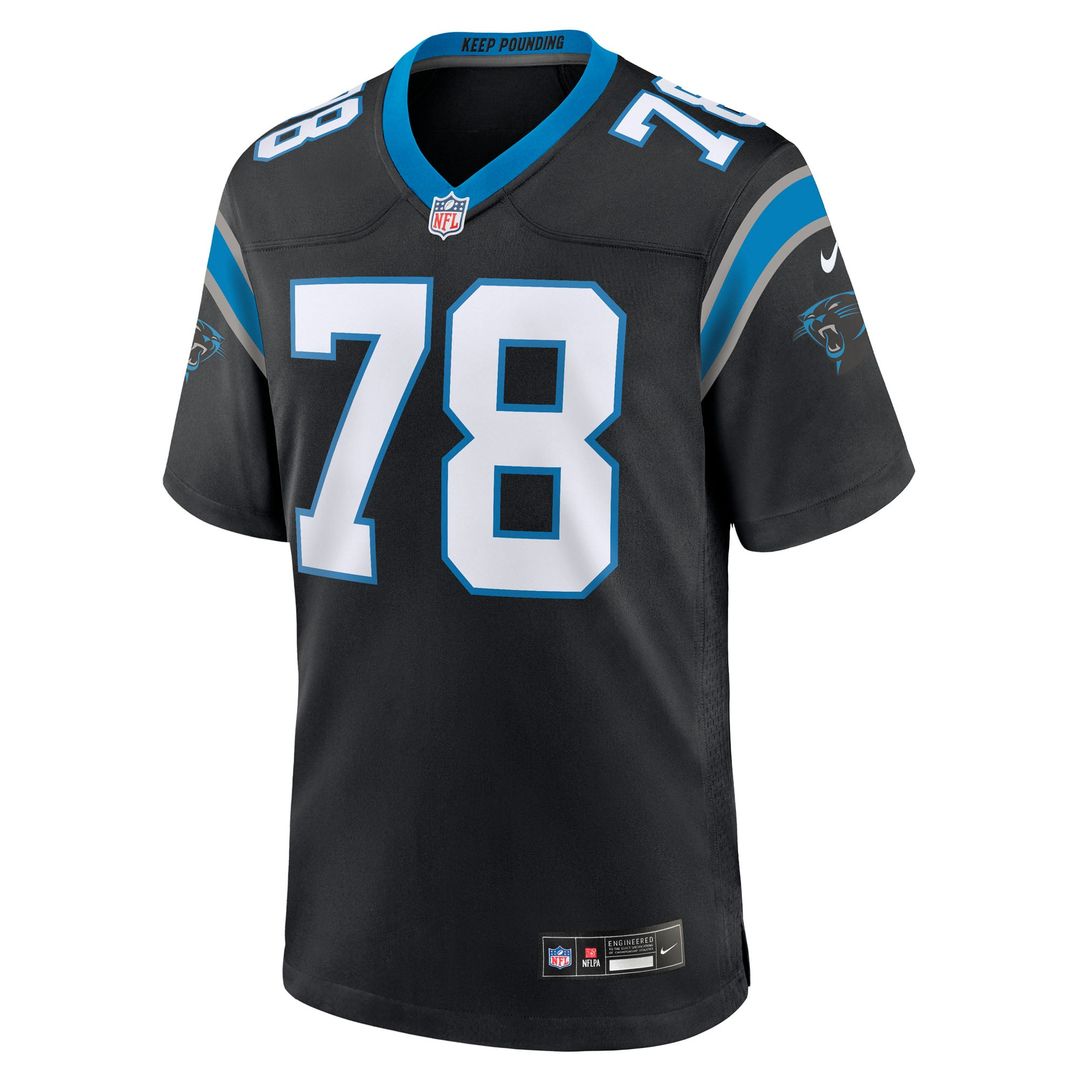 Carolina Panthers Popo Aumavae Nike Black Team Game Jersey