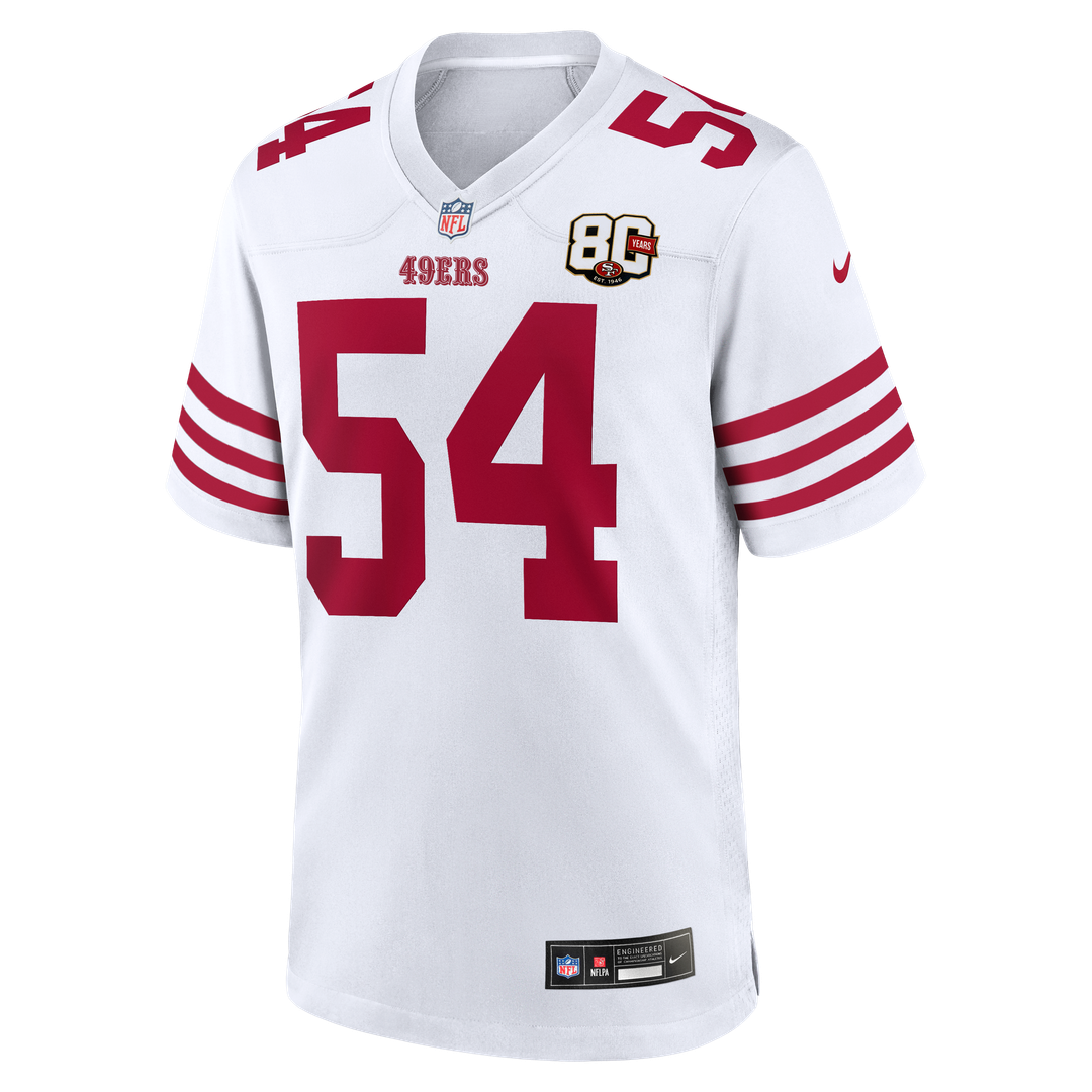 San Francisco 49ers Fred Warner Nike Scarlet 80th Anniversary Game Jersey