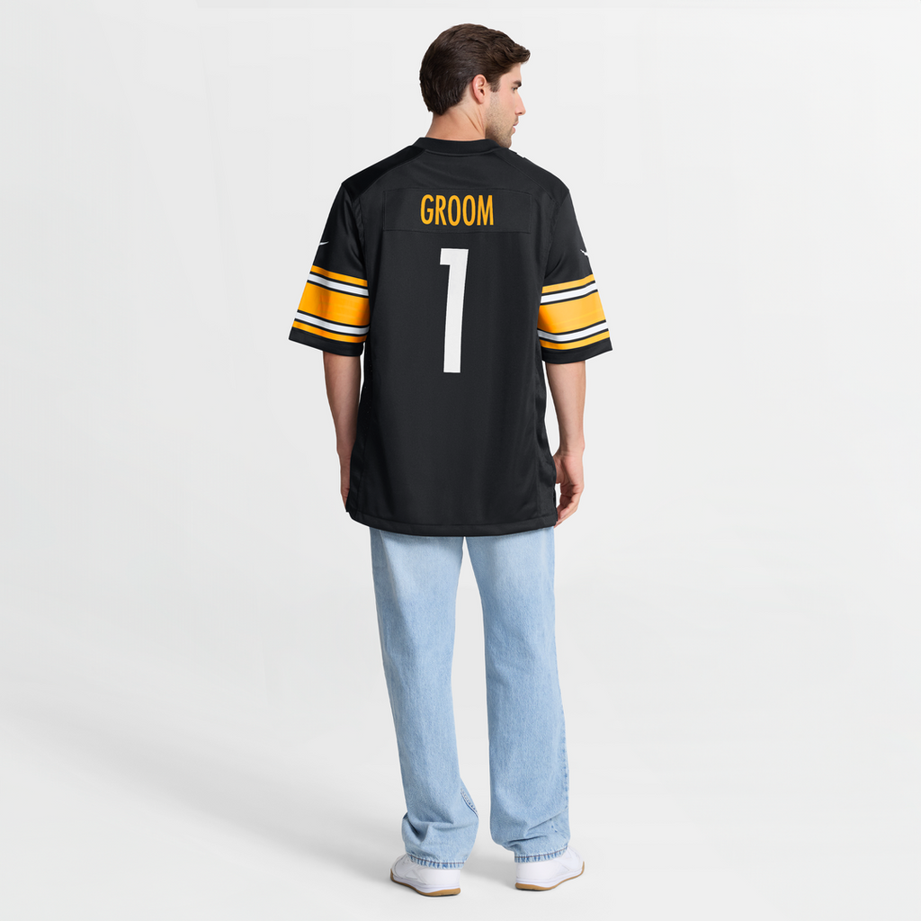 Pittsburgh Steelers Number 1 Groom Nike Black Game Jersey