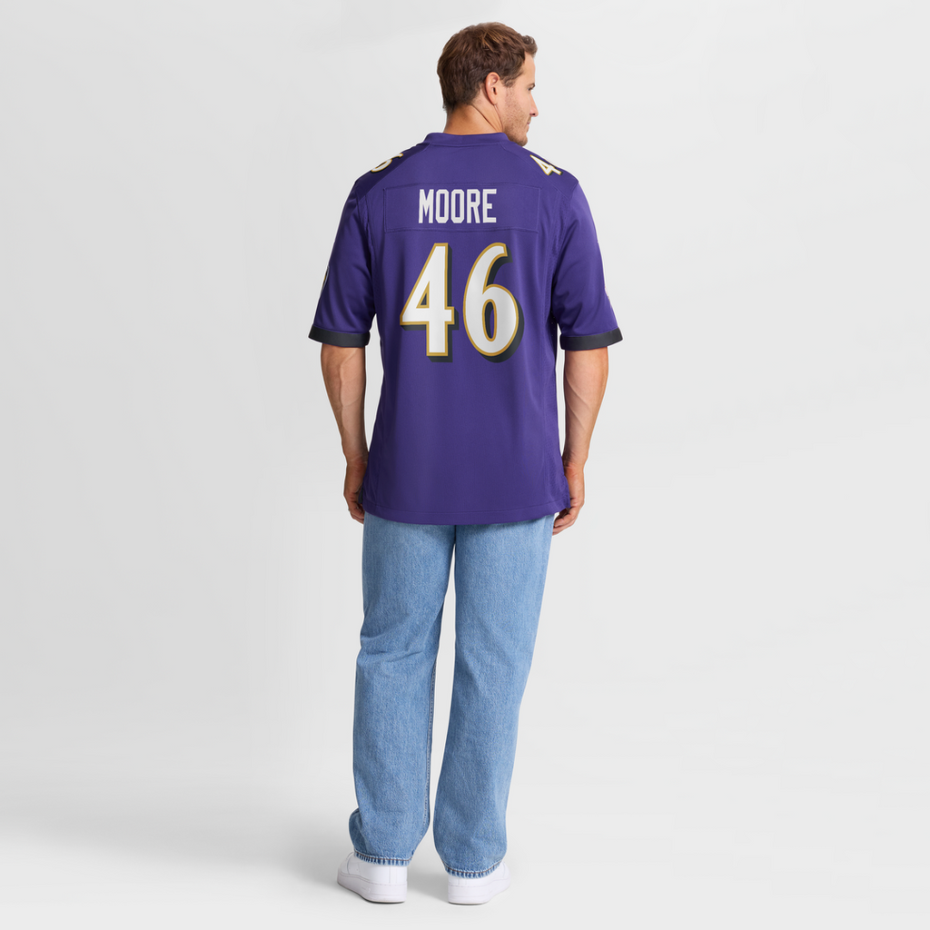 Baltimore Ravens Nick Moore Nike Purple Game Jersey