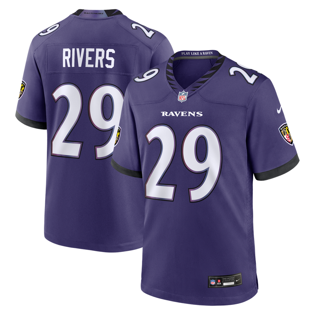 Baltimore Ravens Chandler Rivers Nike Purple Team Game Jersey