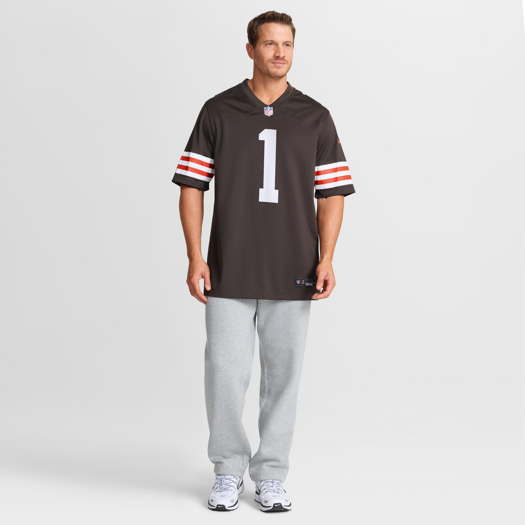 Cleveland Browns Number 1 Groom Nike Brown Game Jersey