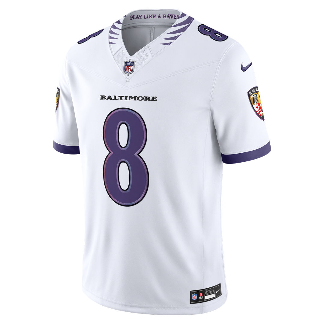 Baltimore Ravens Lamar Jackson Nike White Vapor F.U.S.E. Stitched Limited Jersey
