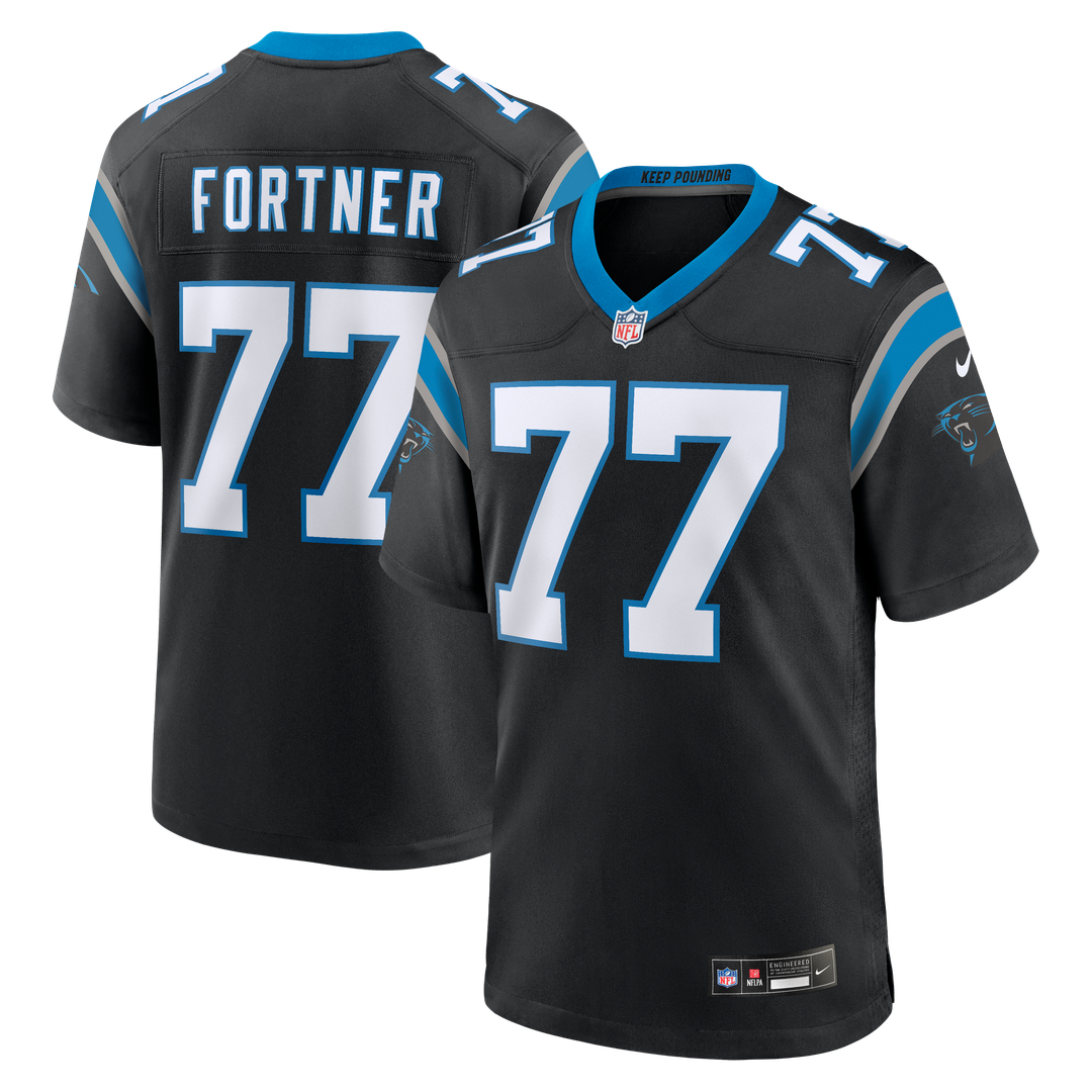 Carolina Panthers Luke Fortner Nike Black Team Game Jersey