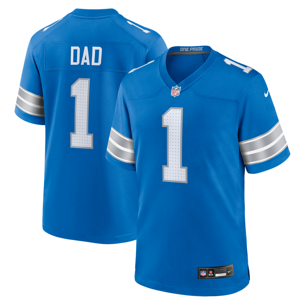 Detroit Lions Number 1 Dad Nike Blue Game Jersey
