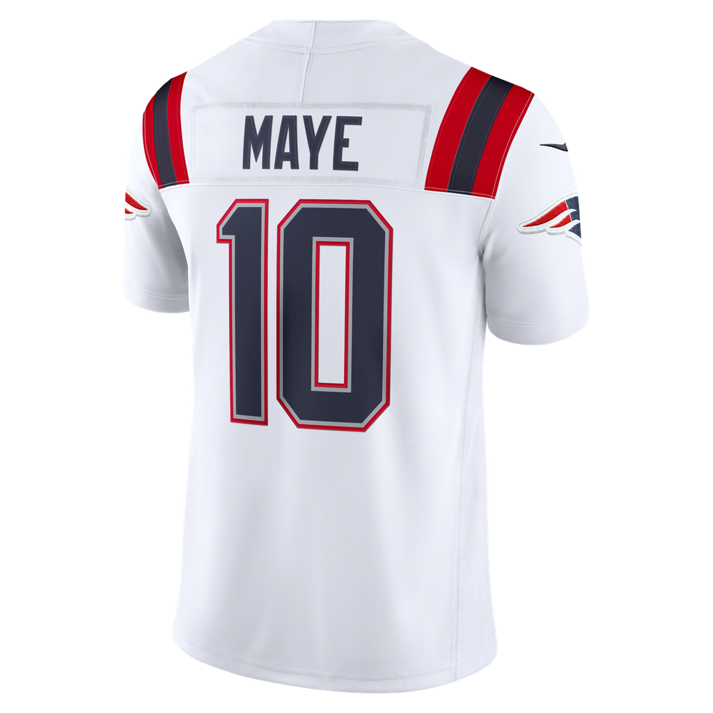 New England Patriots Drake Maye Nike White Vapor F.U.S.E. Stitched Limited Jersey