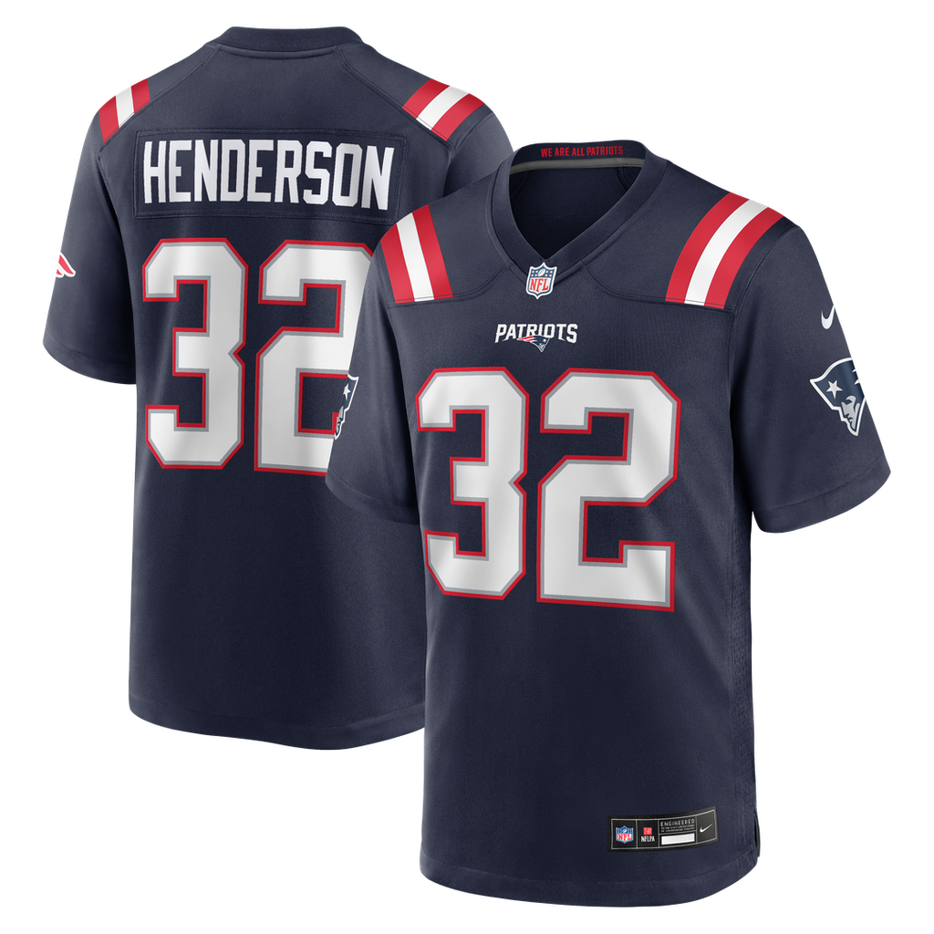 New England Patriots TreVeyon Henderson Nike Navy 2025 NFL Draft Game Jersey