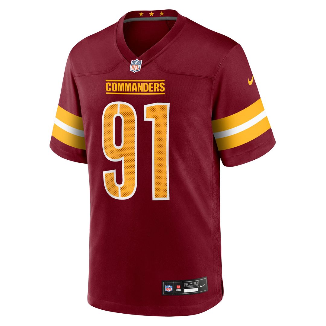 Washington Commanders Deatrich Wise Jr. Nike Burgundy Team Game Jersey
