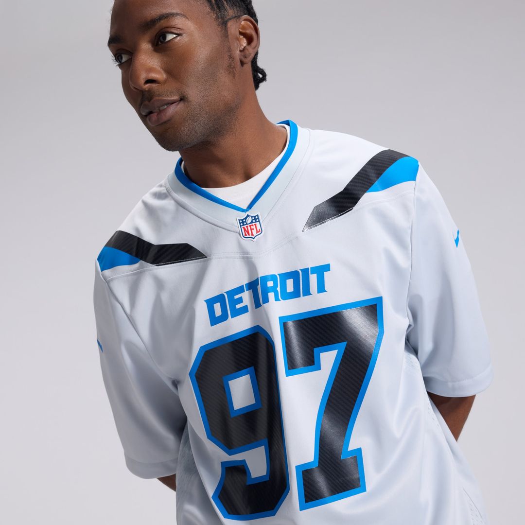 Detroit Lions Aidan Hutchinson Nike Silver 2026 Rivalries Collection Game Jersey