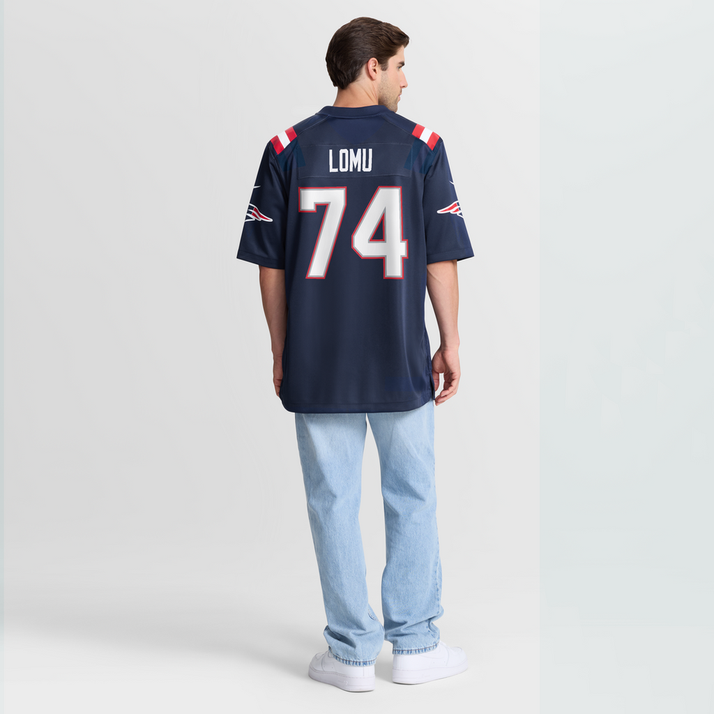 New England Patriots Caleb Lomu Nike Navy Team Game Jersey