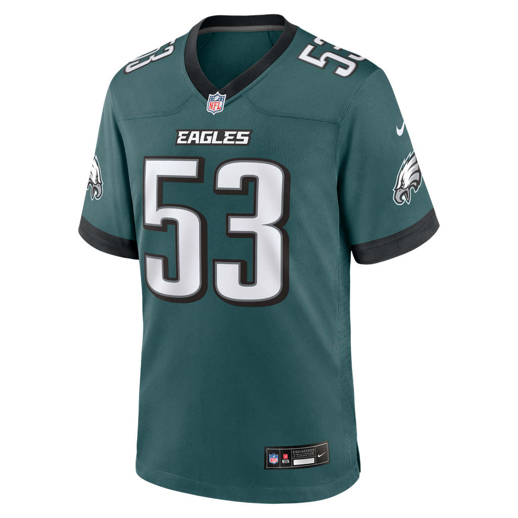 Philadelphia Eagles Zack Baun Nike Midnight Green Team Game Jersey