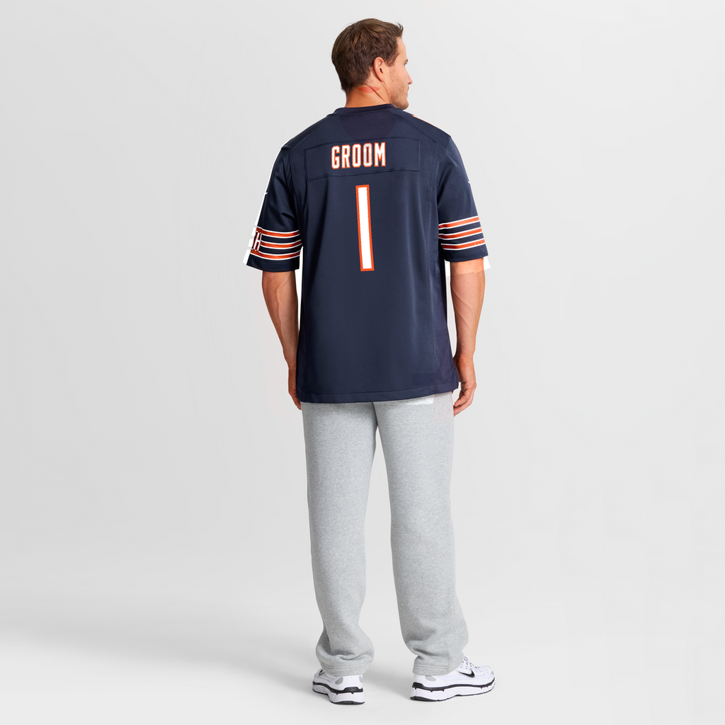 Chicago Bears Number 1 Groom Nike Navy Game Jersey