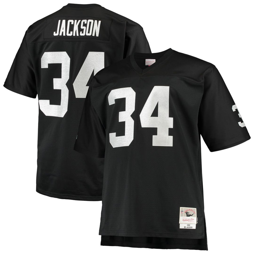 Las Vegas Raiders Bo Jackson Mitchell & Ness Black Big & Tall 1988 Retired Player Replica Jersey